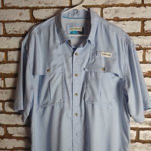 Magellan Fishing Shirt Sz L Blue Gingham Check B11